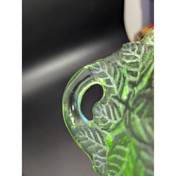 Depression Glass Green Pear Pattern Bowl Handles - Picture 11 of 14